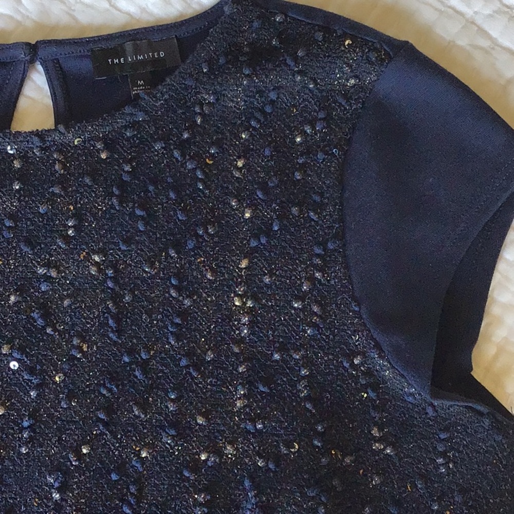 Limited Navy Capped Sleeve Top